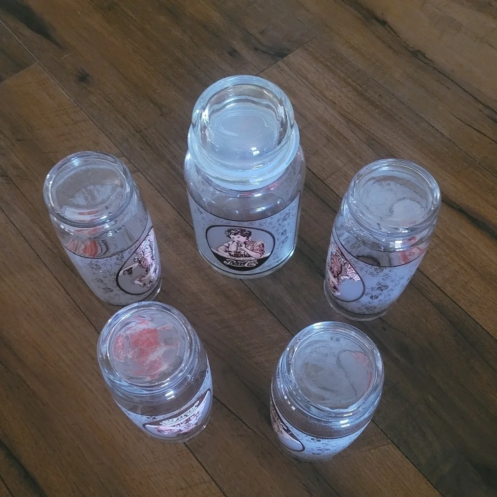 Vintage 70's Pepsi Cola Gibson Girl Soda Drinking Glasses‎ Set of 4 and Canister